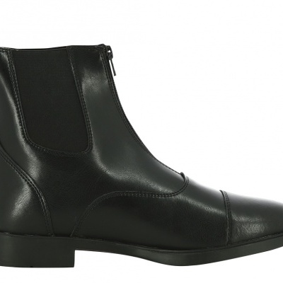 Botim masculino preto em pele com elástico e fecho de correr