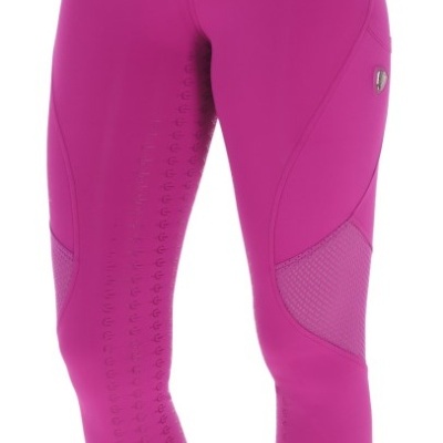 Calças de desporto fúcsia com painéis laterais em malha e detalhes em relevo