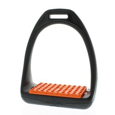 Estribo para cavalo preto com base antiderrapante laranja