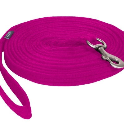 Trela de cão rosa choque com gancho metálico