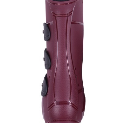 Protetor de canela borgonha com três fivelas pretas