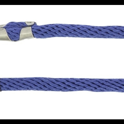 Trela de cão azul com fecho metálico e ponta preta