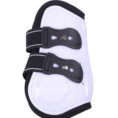 Proteção para equitação branca com velcro preto e fivelas