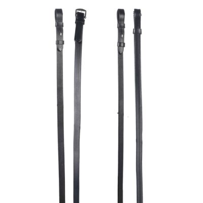 Quatro correias pretas de couro com fivelas metálicas