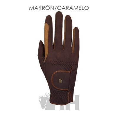 Luvas marrons e caramelo com costuras e aba com fecho