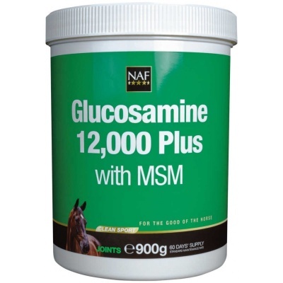 Frasco com suplemento glucosamina para cavalos NAF
