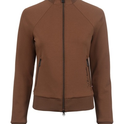 Casaco castanho com fecho e gola alta