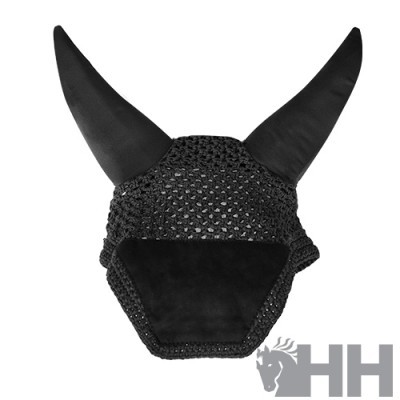 Touca preta para cavalo com orelhas levantadas e painel frontal aveludado
