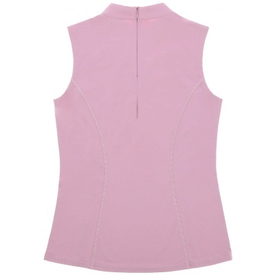 T-shirt feminina rosa sem mangas vista de costas com fecho de correr