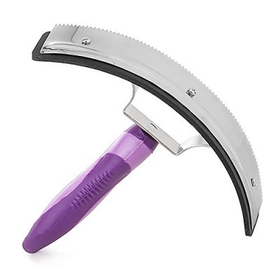 Pente de aço inoxidável com cabo lilás para animais