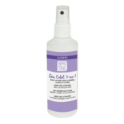 Frasco branco com spray e rótulo roxo e branco do produto Hippo Tonic Soin Eclat 3-en-1