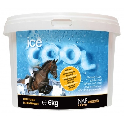 Recipiente plástico branco de 6 kg com imagem de cavalo a saltar e texto promocional