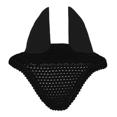 Acessório para cavalo preto em crochet com orelhas de tecido