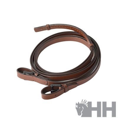 Correia de couro castanha com fivelas pretas e costura clara