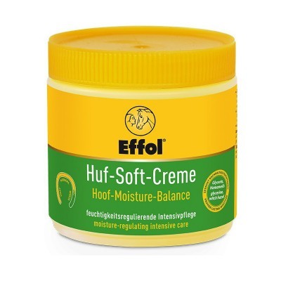 Creme para cascos de cavalo Effol Huf-Soft-Creme em embalagem plástica com tampa amarela