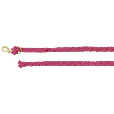 Trela para cão trançada rosa com gancho dourado