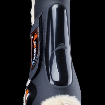 Protetor para cavalo preto com pele sintética branca e velcro