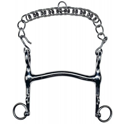 Ferro de embocadura para cavalo em aço inoxidável com cadeia.