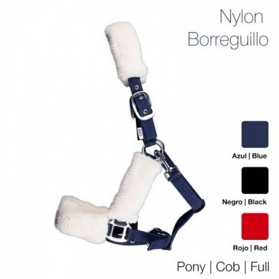 cabresto para cavalo em nylon com almofadas em borreguillo branco