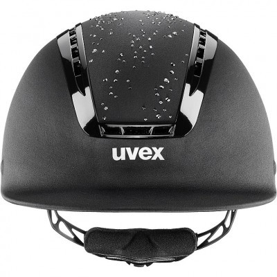 Capacete de proteção preto uvex com gotas de água no topo