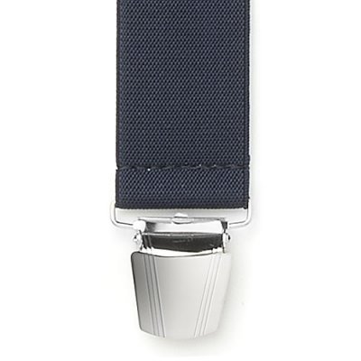 Presilha metálica prateada com faixa têxtil azul escura