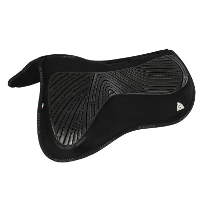 Selim para cavalo preto com reforço antiderrapante e marca ACAVALLO