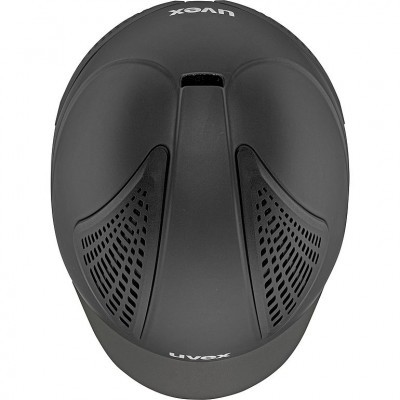Capacete preto Uvex com ventilação lateral e design aerodinâmico