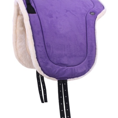 Sela de equitação roxa com interior creme e alças pretas
