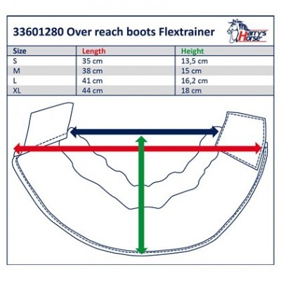 Tabela de tamanhos para botas Over reach boots Flextrainer da marca Harry's Horse