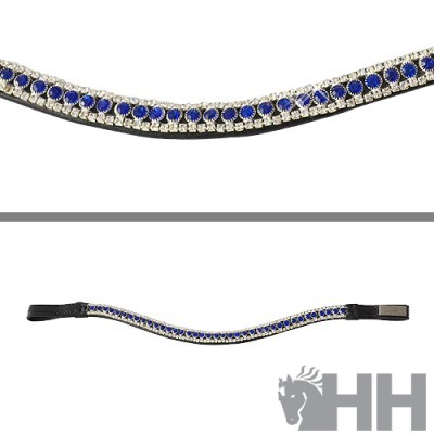 Tira decorativa preta com pedras azuis e brilhantes prateados