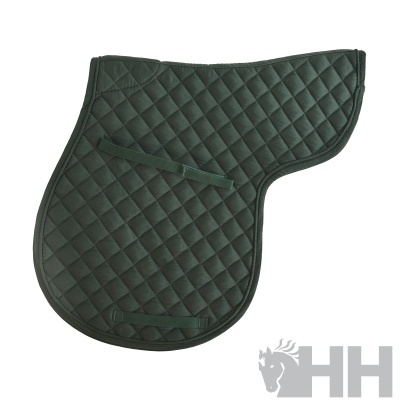 Tapete de sela de cavalo verde escuro acolchoado com padrão losango e tiras de fixação
