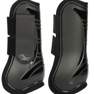 Proteções equestres pretas com velcro e etiqueta 'Harry's Horse'