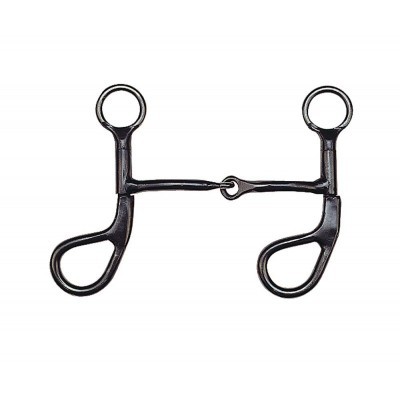 Freio para cavalo em metal preto com argolas e alças oval