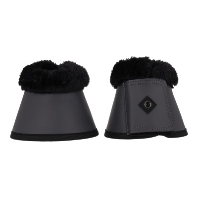 Campanas para cavalo cinza escuro com forro de pelo preto