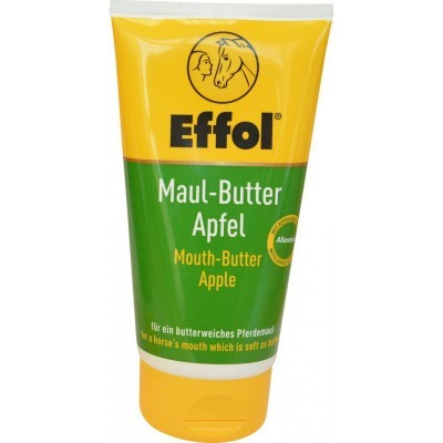 Bisnaga de plástico amarelo e verde Effol Maul-Butter Apfel Mouth-Butter Apple