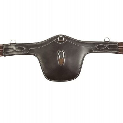 Cinta abdominal para cavalo de pele castanha escura com fivelas metálicas