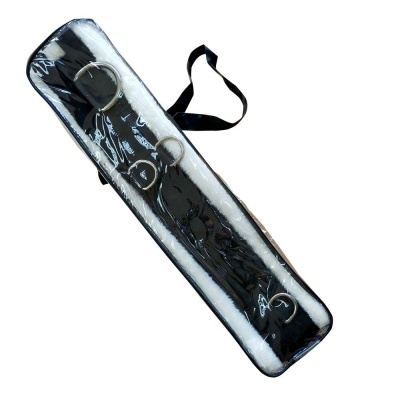 Estojo de transporte preto com alça e áreas transparentes