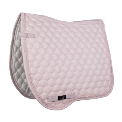 Manta acolchoada para sela de cavalo cor rosa claro com padrão hexagonal
