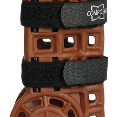 Protetor castanho com tiras de velcro e roda circular integrada