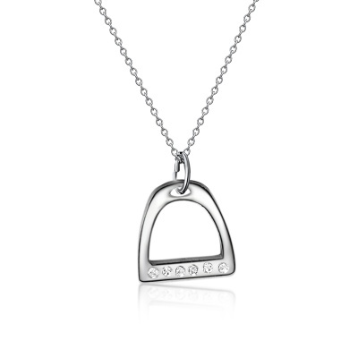 Colar prateado com pendente triangular e cristais