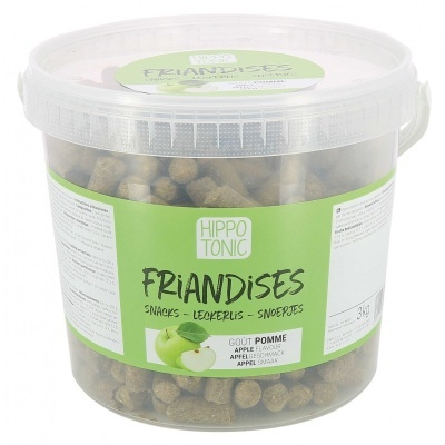 Recipiente plástico com snacks sabor maçã Hippo Tonic