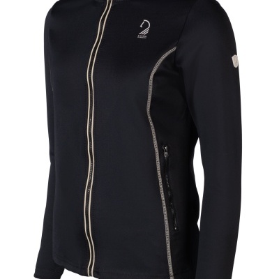 Casaco desportivo preto com fecho éclair e logótipos