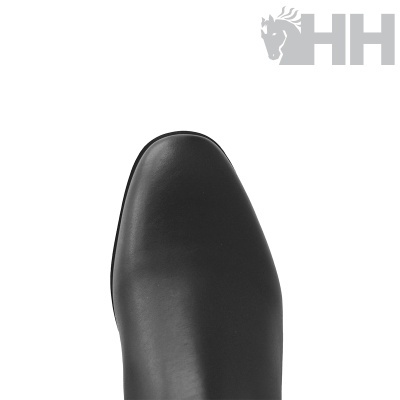 Bota preta de couro com bico quadrado e logótipo HH no canto superior