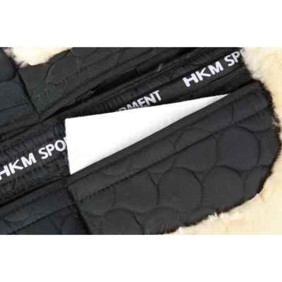Tecido acolchoado preto com padrão e faixa HKM SPORTMENT em preto e branco