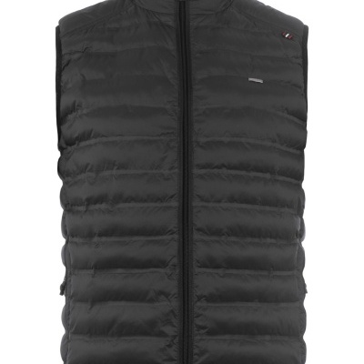 Colete acolchoado preto com zipper e gola alta