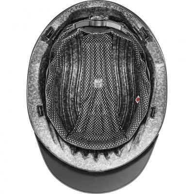 Interior de capacete cinzento e preto com viseira