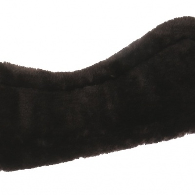 Peça de pelúcia preta curva com argolas de metal