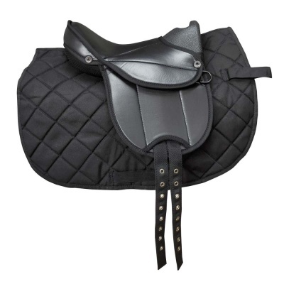Sela preta de equitação com manta almofadada preta