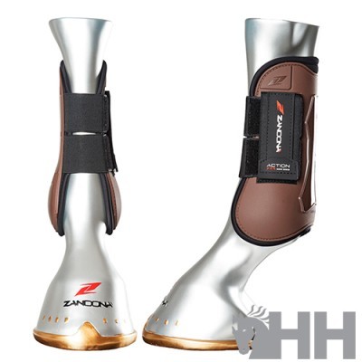 Par de protetores equinos castanhos com velcro preto e logotipo ZANDONA