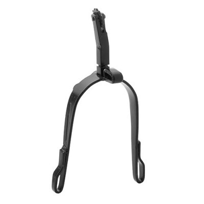 Suporte preto para bicicleta em metal com design em U e mecanismo articulado